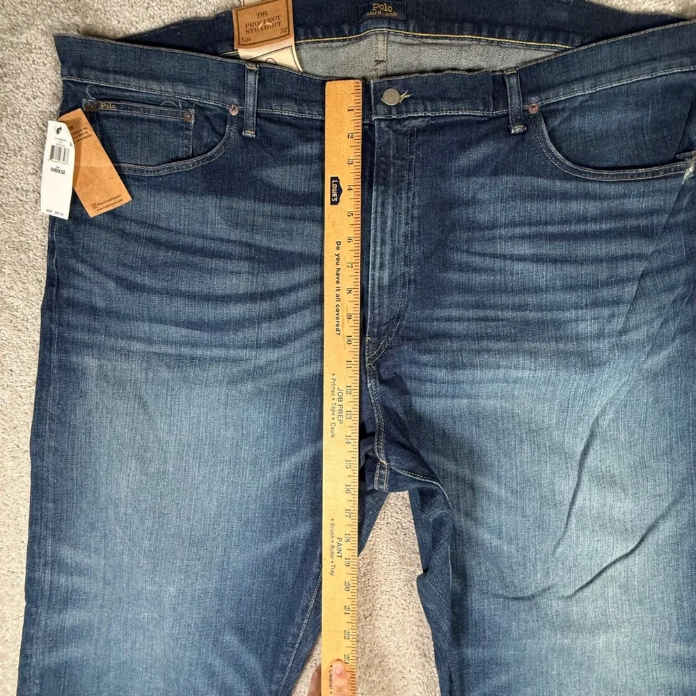 NWT Polo Ralph Lauren Prospect Straight Leg Jeans Mens 50Bx32 Blue Stretch Denim